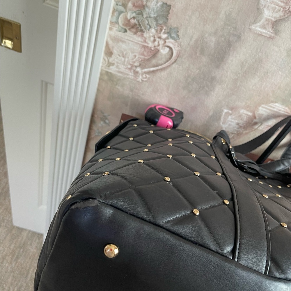 Badgley Mischka Black Quilted Tote with Gold Stud Detailing - Picture 13 of 13